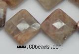 CSS112 15.5 inches 20*20mm faceted diamond natural sunstone beads