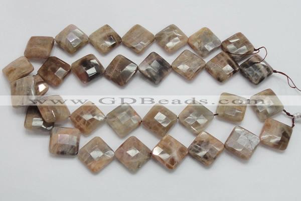 CSS112 15.5 inches 20*20mm faceted diamond natural sunstone beads