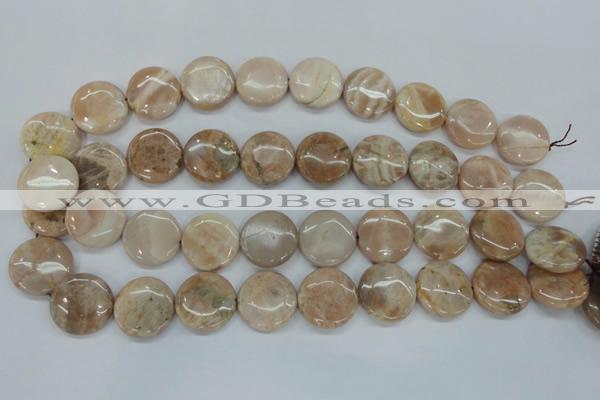 CSS239 15.5 inches 20mm flat round natural sunstone beads