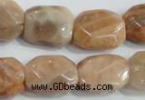 CSS258 15.5 inches 15*20mm faceted rectangle natural sunstone beads