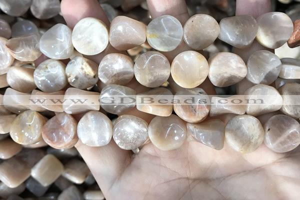 CSS436 15.5 inches 14mm twisted coin sunstone beads wholesale