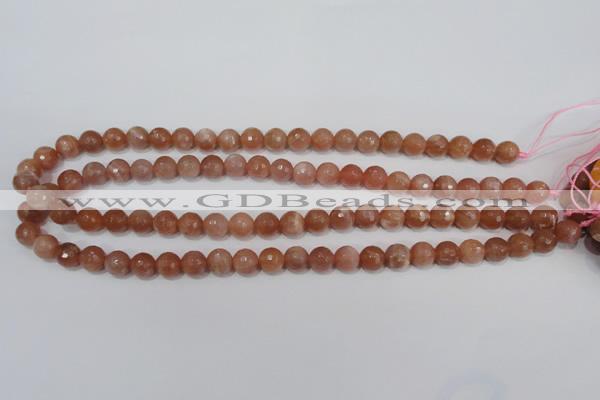 CSS504 15.5 inches 9mm faceted round natural golden sunstone beads