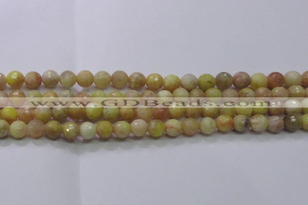 CSS612 15.5 inches 8mm faceted round yellow sunstone gemstone beads