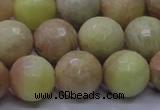 CSS615 15.5 inches 14mm faceted round yellow sunstone gemstone beads