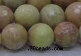 CSS617 15.5 inches 18mm faceted round yellow sunstone gemstone beads