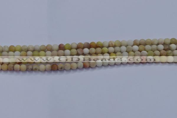 CSS620 15.5 inches 4mm round matte yellow sunstone gemstone beads