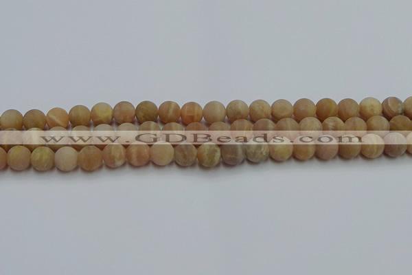 CSS652 15.5 inches 8mm round matte sunstone beads wholesale