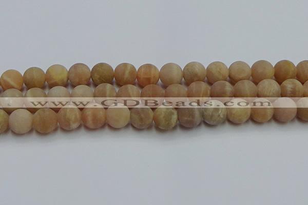 CSS655 15.5 inches 14mm round matte sunstone beads wholesale