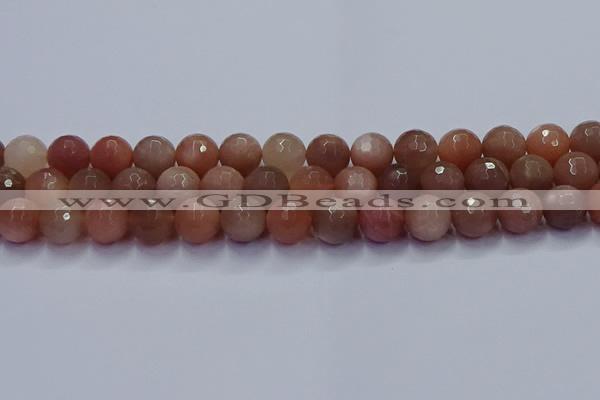 CSS674 15.5 inches 12mm faceted round sunstone gemstone beads wholesale