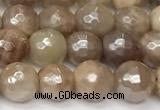 CSS811 15 inches 8mm faceted round AB-color sunstone beads