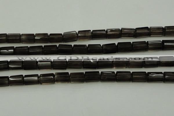 CTB100 15.5 inches 8*12mm faceted tube smoky quartz beads