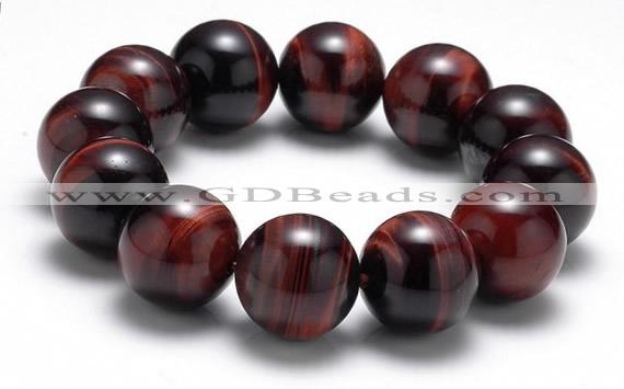 CTB11 9 inches 18mm round red tiger eye stretch bracelet