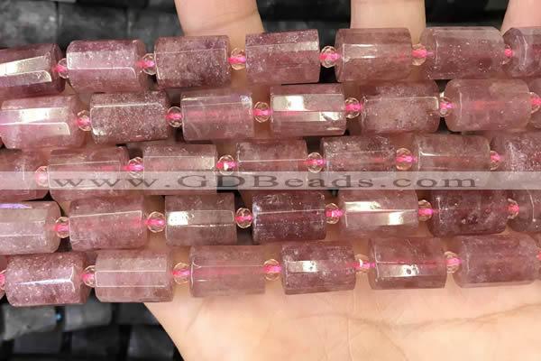 CTB222 15.5 inches 10*14mm faceted tube strawberry quartz beads