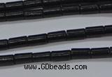 CTB300 15.5 inches 3*6mm tube black stone beads wholesale