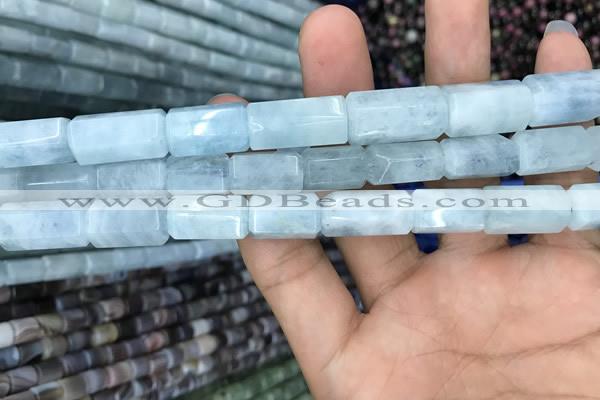 CTB611 15.5 inches 8*12mm - 10*17mm faceted tube aquamarine beads