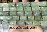 CTB621 11*16mm - 12*18mm faceted tube green rutilated quartz beads