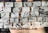 CTB653 15.5 inches 12*16mm faceted tube black rutilated quartz beads