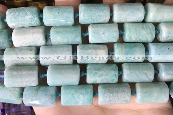 CTB655 15.5 inches 12*16mm faceted tube amazonite beads