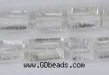 CTB730 15.5 inches 6*10mm - 8*12mm faceted tube white crystal beads