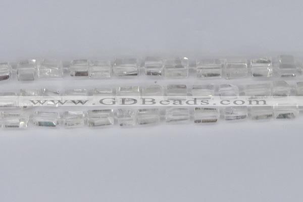 CTB730 15.5 inches 6*10mm - 8*12mm faceted tube white crystal beads