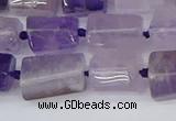 CTB732 15.5 inches 6*10mm - 8*12mm faceted tube amethyst beads