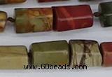 CTB738 15.5 inches 6*10mm - 8*12mm faceted tube picasso jasper beads