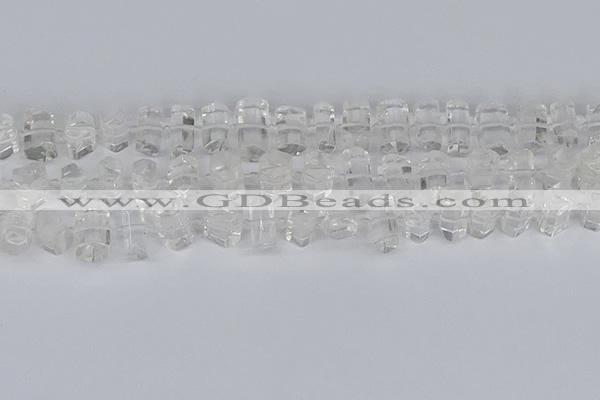 CTB750 15.5 inches 6*10mm - 8*12mm faceted tube white crystal beads