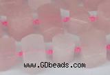 CTB751 15.5 inches 6*10mm - 8*12mm faceted tube rose quartz beads