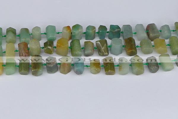 CTB755 6*10mm - 8*12mm faceted tube blue & green kyanite beads