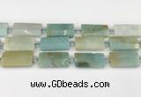 CTB851 13*25mm - 15*28mm faceted flat tube amazonite beads