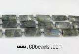 CTB857 13*25mm - 15*28mm faceted flat tube labradorite beads