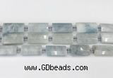 CTB859 13*25mm - 15*28mm faceted flat tube aquamarine beads