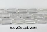 CTB860 13*25mm - 15*28mm faceted flat tube white crystal beads