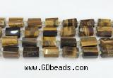 CTB874 13*25mm - 14*19mm faceted tube yellow tiger eye beads