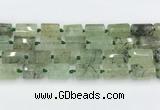 CTB881 13*25mm - 14*19mm faceted tube green rutilated quartz beads