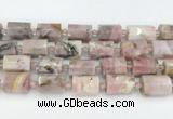 CTB883 13*25mm - 14*19mm faceted tube pink opal beads