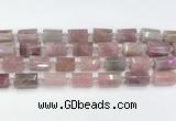 CTB885 13*25mm - 14*19mm faceted tube Madagascar rose quartz beads