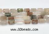 CTB886 13*25mm - 14*19mm faceted tube mixed rutilated quartz beads