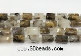 CTB892 15.5 inches 13*25mm - 14*19mm faceted tube scenic quartz beads