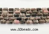 CTB895 15.5 inches 10*14mm faceted tube rhodonite gemstone beads