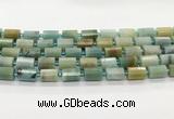 CTB897 15.5 inches 10*14mm faceted tube amazonite beads wholesale