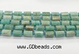 CTB898 15.5 inches 10*14mm faceted tube amazonite gemstone beads