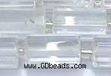 CTB900 15 inches 10*16mm faceted tube white crystal beads