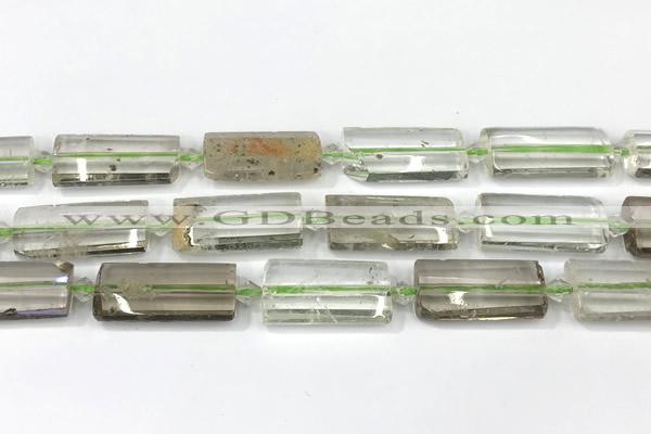 CTB915 13*25mm - 15*28mm faceted flat tube phantom quartz beads