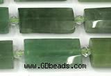 CTB928 13*25mm - 15*28mm faceted flat tube green aventurine jade beads