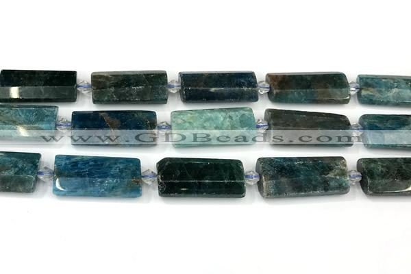 CTB932 13*25mm - 15*28mm faceted flat tube apatite beads