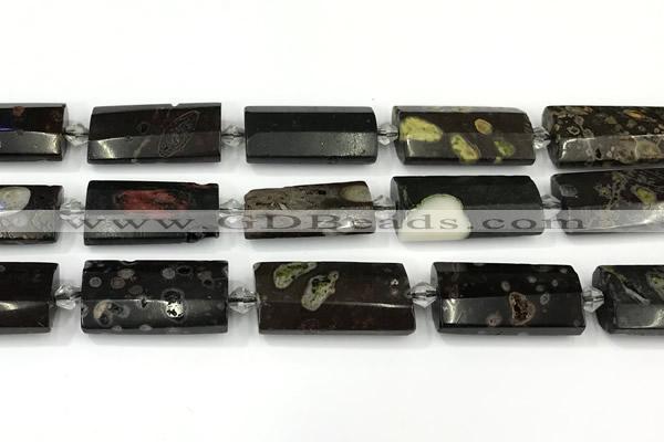 CTB934 13*25mm - 15*28mm faceted flat tube gemstone beads