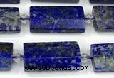 CTB935 13*25mm - 15*28mm faceted flat tube lapis lazuli beads