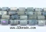 CTB940 15 inches 13*25mm - 14*19mm faceted tube aquamarine beads