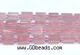 CTB943 15 inches 13*25mm - 14*19mm faceted tube rose quartz beads